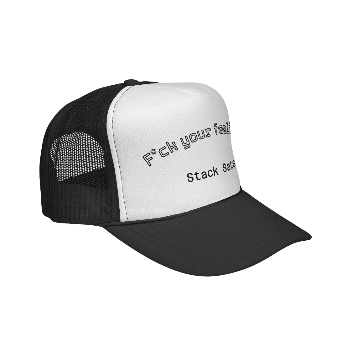 F*ck Your Feelings Stack Sats Trucker Cap | Bitcoin Crypto Hat
